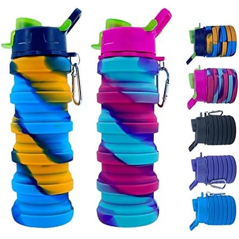 ith Carabiner BPA Free Expandable Water Bottle 500ml Portable Sport Water Bottle for Travel Camping.