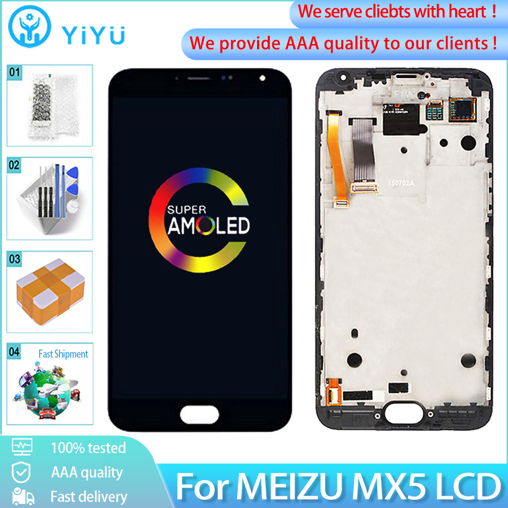 5.5 "AMOLED Cho MEIZU MX5 N575U M575H M575M LCD Bộ Số Hóa Màn Hình Cảm Ứng Với Khung Màn Hình Thay T