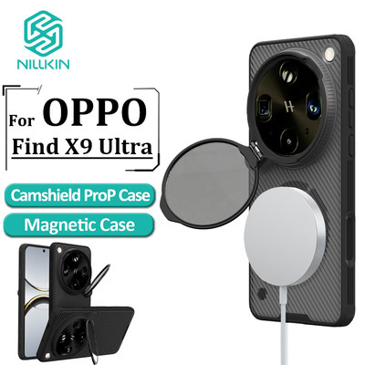Ốp điện thoại từ tính Nillkin CamShield ProP cho Oppo Find X9 Ultra Ốp lưng máy ảnh Giá đỡ lật PC cứng + Ốp lưng chống sốc TPU