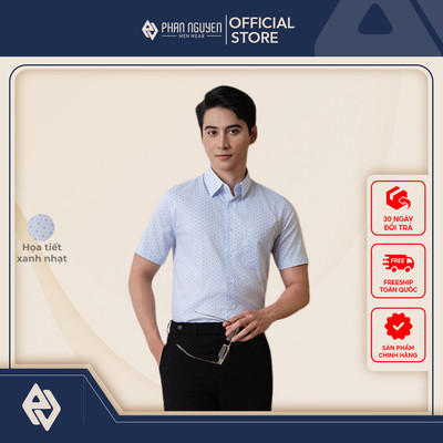 Áo sơ mi họa tiết nam Phan Nguyễn, chất liệu bamboo mềm mát, nhẹ, form đứng tôn dáng SMC.498