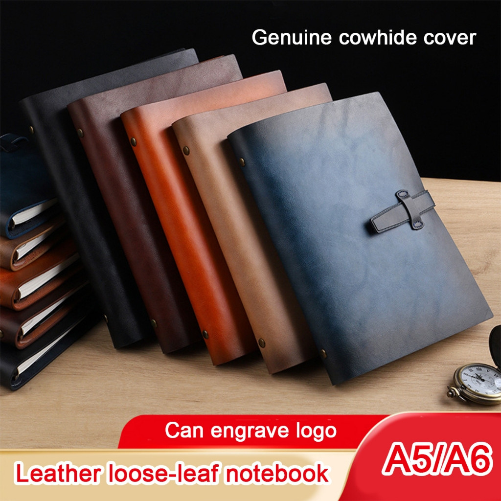 A5 / A6 Da Rời Lá Notebook Ring-Bound Business Office Notebook