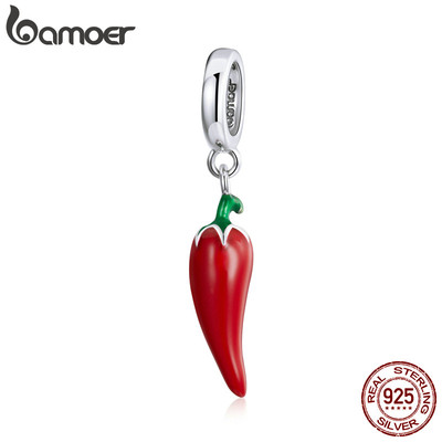 Hạt Charm Bamoer BSC461 Thiết Kế Quả Ớt Nhỏ Đáng Yêu Thời Trang Bằng Bạc 925
