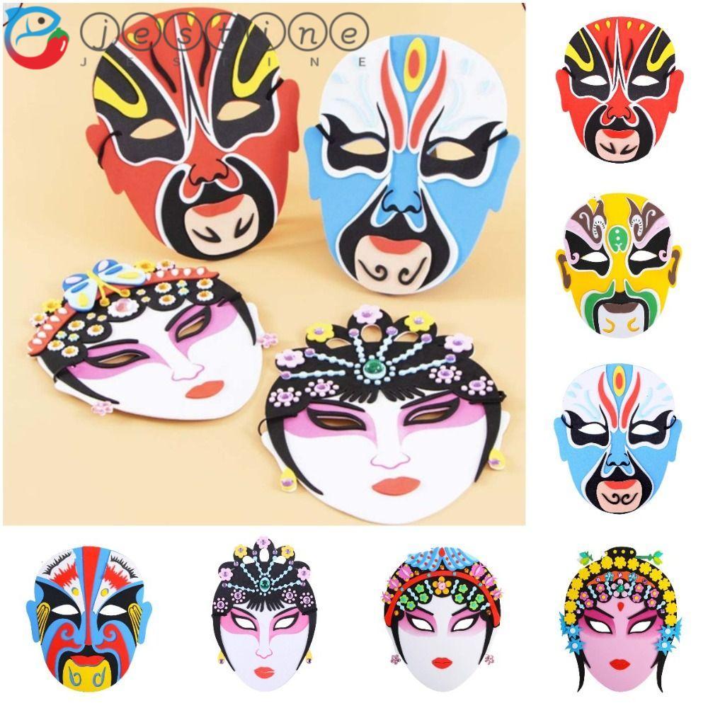 JESTINE EVA Beijing Opera Mask, Gói vật liệu tự làm Bắc Kinh Opera Mặt nạ phong cách Trung Quốc, Mặt
