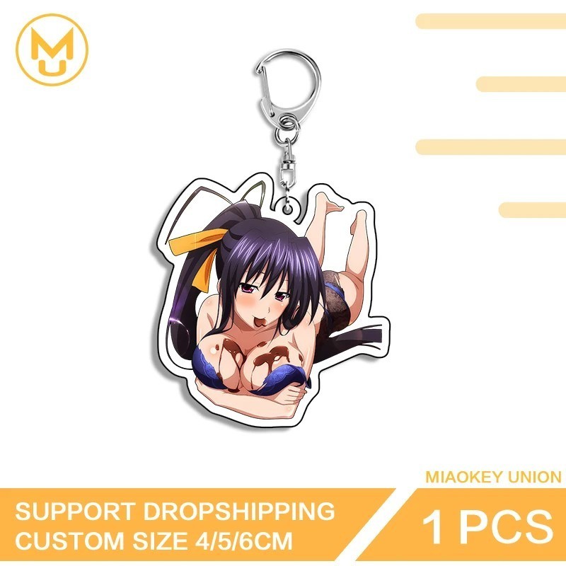 Móc khóa Anime Himejima Akeno High School DxD mẫu sexy mica acrylic in 2 mặt trang trí cặp sách quà 