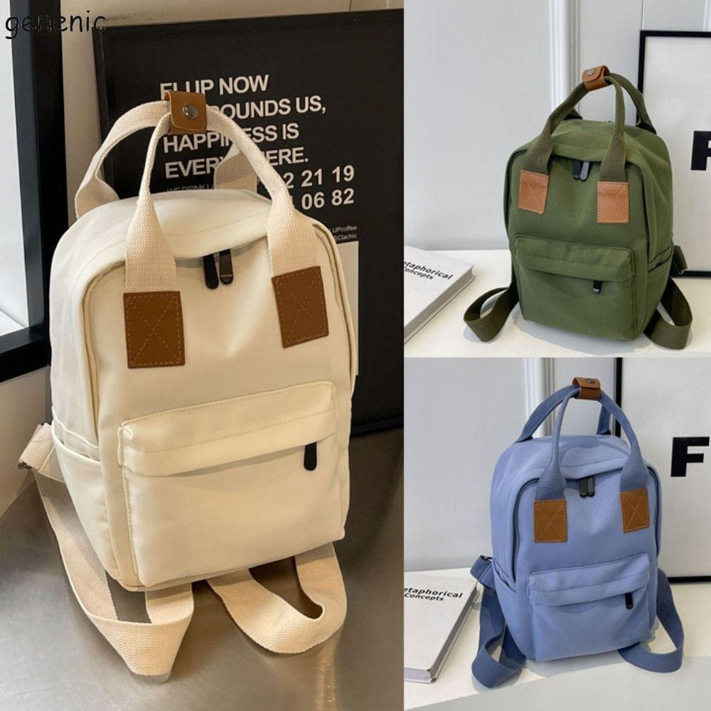 Ba lô trẻ em GENENIC, Túi đi học vuông đơn giản bằng vải Canvas, Ba lô học sinh Preppy Mini Unisex T