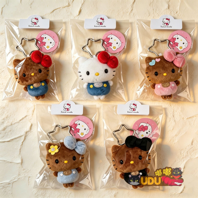 Hello Kitty Phong Cách Hawaii Sang Trọng Mặt Dây Chuyền Dễ Thương Vui Vẻ Da Đen Hello Kitty Móc Khóa