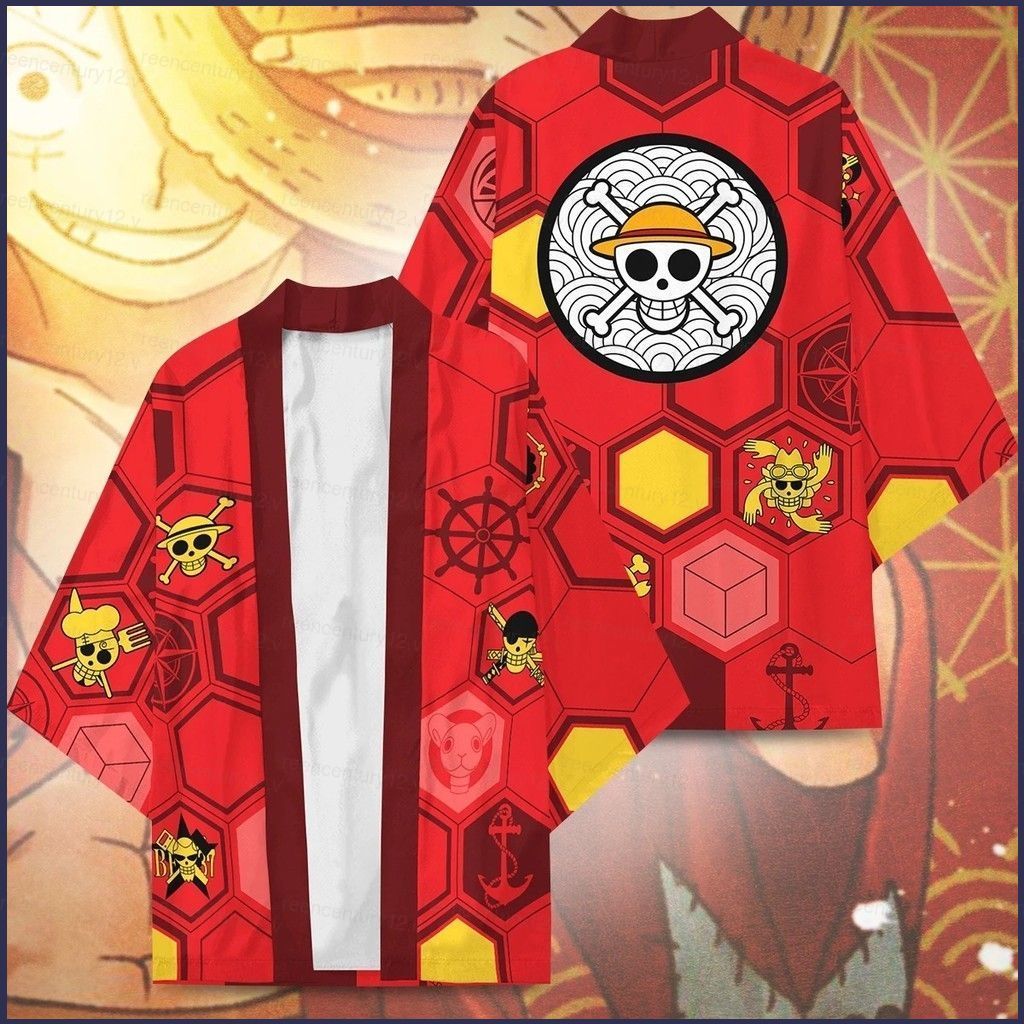 GC12 Luffy One Piece Haori Kimono haori linh mục frock cardigan áo len áo thun cosplay vải GC12