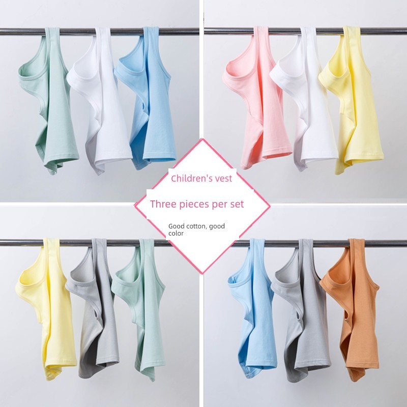 áo ba lỗ bé trai áo ba lỗ cho bé trai 3 chiếc áo ba lỗ trẻ em bé trai Một trăm% cotton bé gái vượt r
