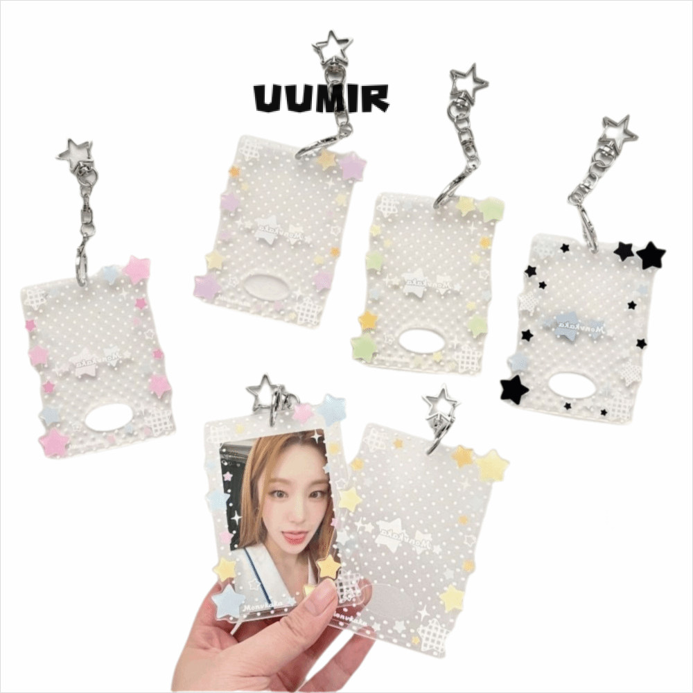UUMIR Idol Photo Holder, Shining Stars Acrylic Kpop Photo Card Holder Móc khóa, Kawaii 3 Inch Di Độn