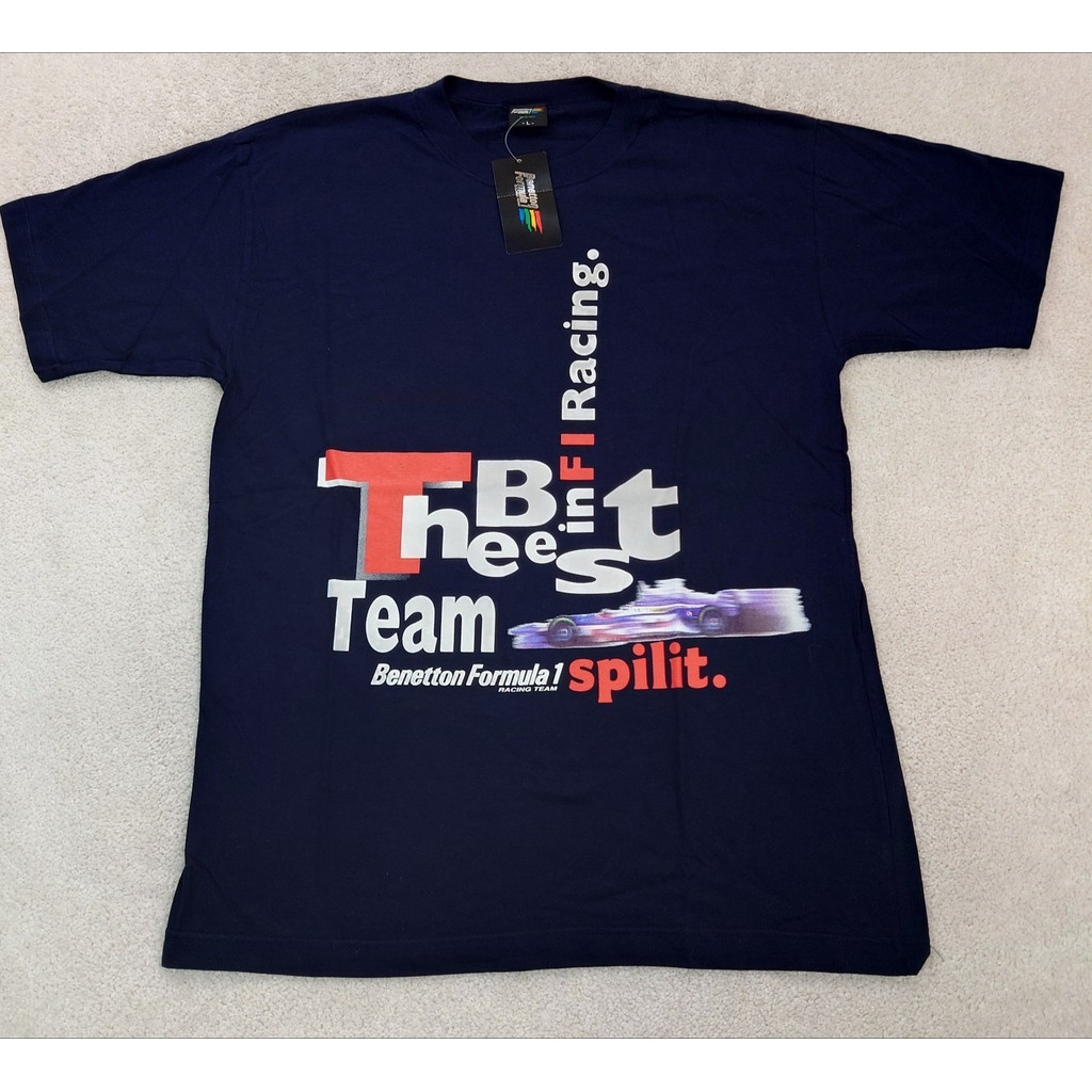 Áo thun ngắn tay Benetton Formula 1 màu xanh hải quân, chất liệu 100% cotton