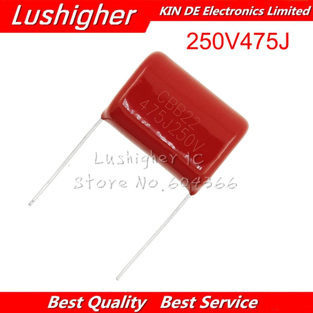 10 Chiếc 250V475J Sân 25MM 475J240V 250V 475J 4.7UF 475 4700PF CBB Tụ Điện Phim Polypropylen