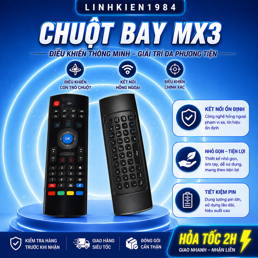 Chuột Bay MX3 Không Voice - Remote Bàn Phím Cho Smart Tivi