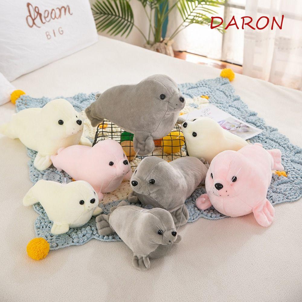 DARON Seal Búp bê sang trọng, Gối động vật Fluffy Seal Đồ chơi nhồi bông sang trọng, Lông thú thoải 
