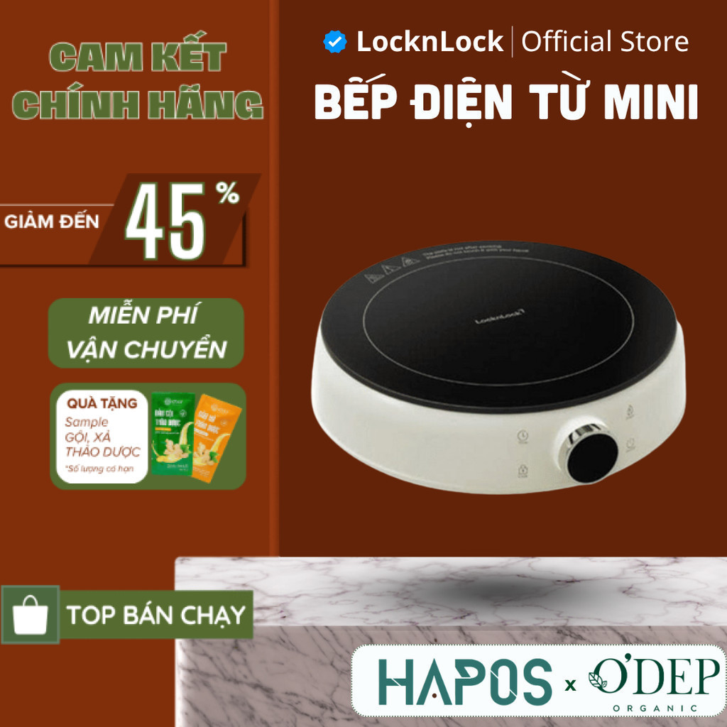 Bếp điện từ LocknLock 1500W Mini Induction Cooker EJI126IVY , Hàng chính hãng - HAPOS LOF