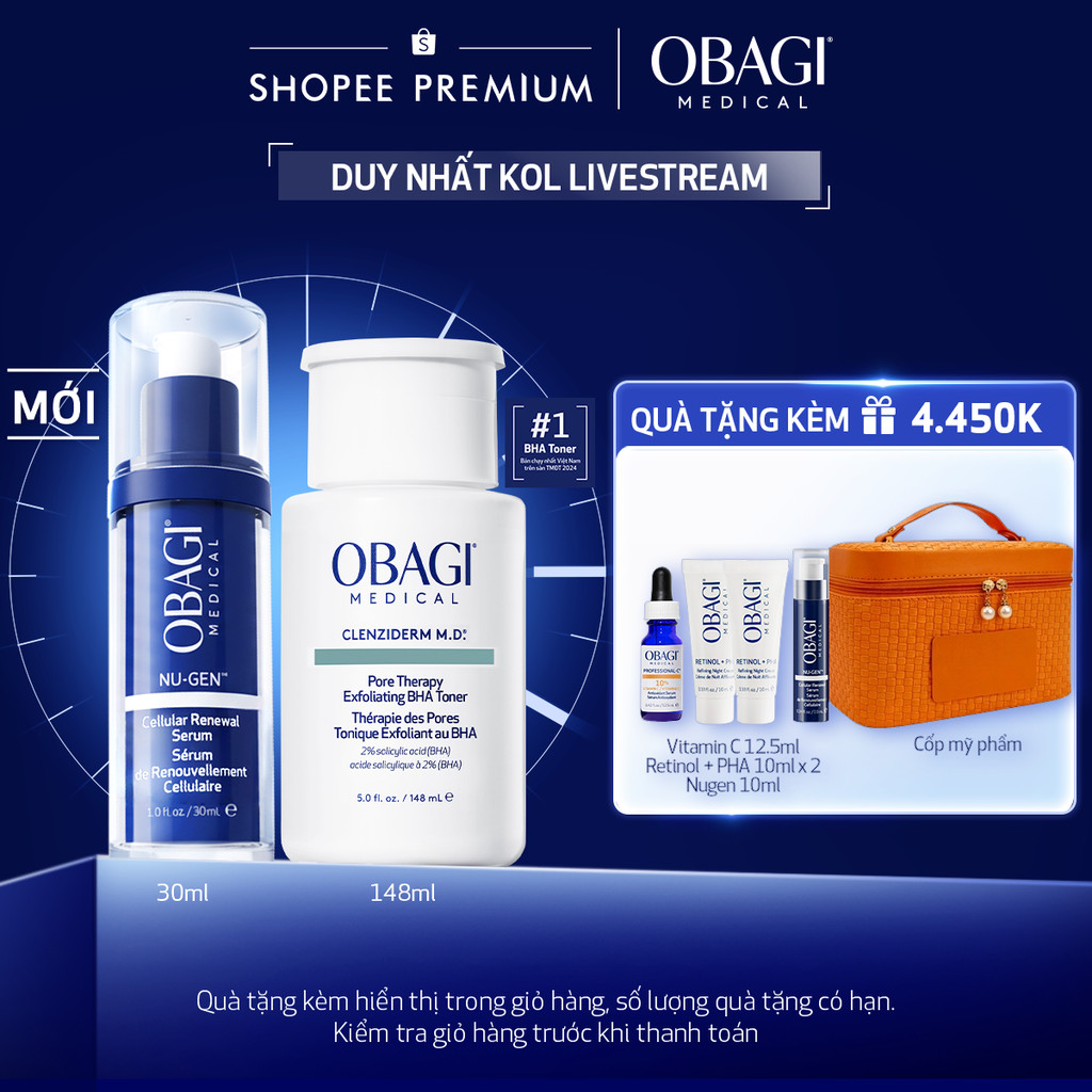 [Obagi - Lucie] Combo Serum Kích Hoạt Năng Lượng Tế Bào Obagi Nugen 30ml & Toner BHA Clenziderm M.D.