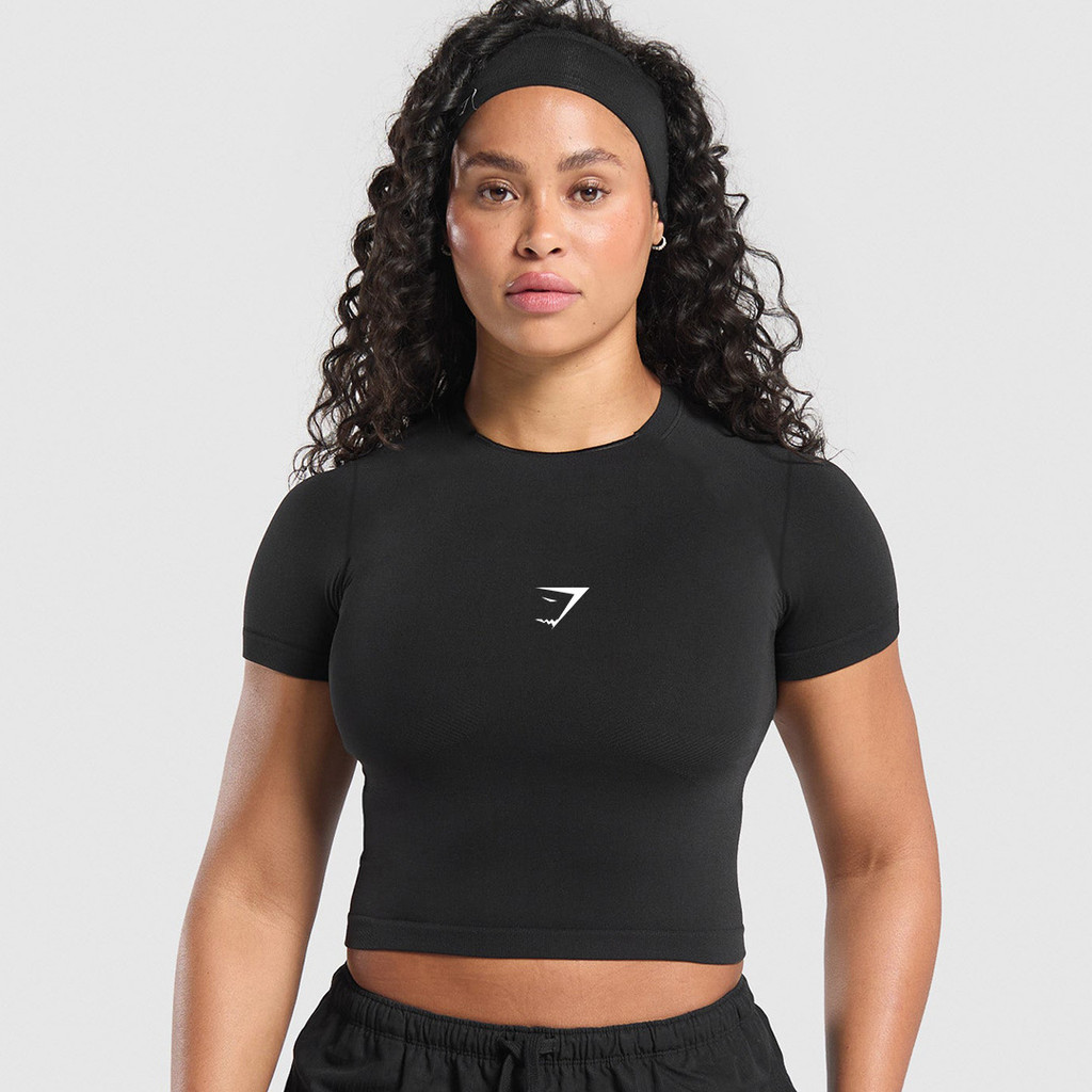 Gymshark Shark Thể Thao Ngắn Tay Skinny Yoga Top Nhanh Khô Chạy Bộ Áo Thun Mềm Mại Thể Dục Quần Áo N