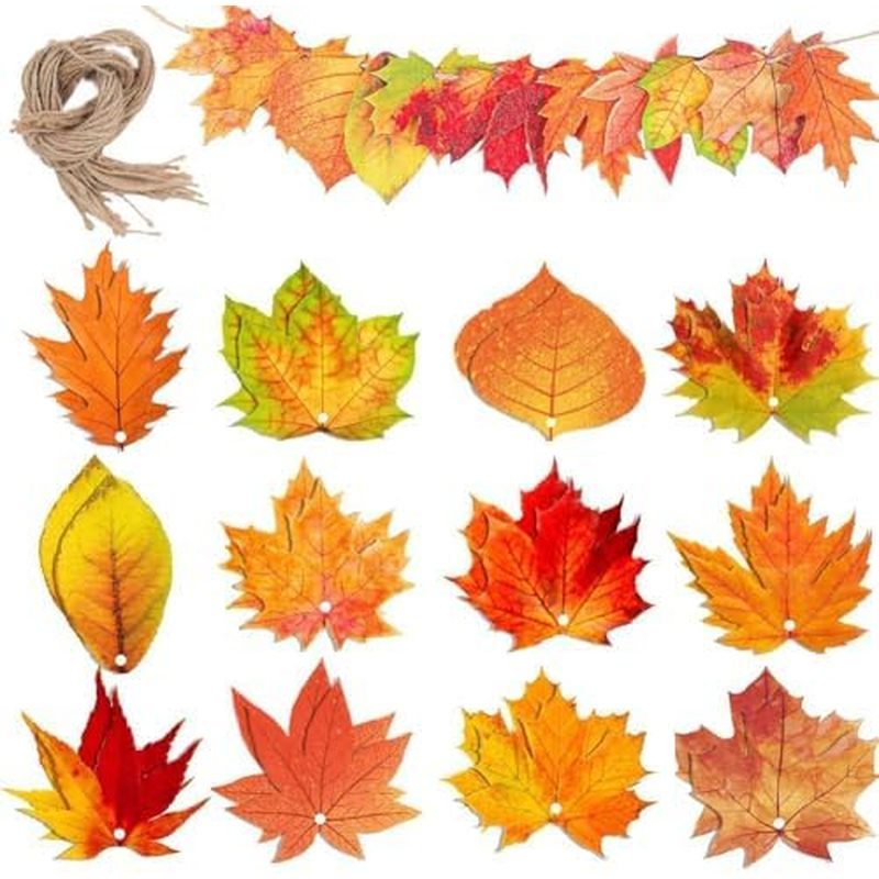 24 Pcs Wooden Maple Leaf Cutouts Fall Maple Leaf Wood Slices Thanksgiving Hanging Ornaments DIY Craf