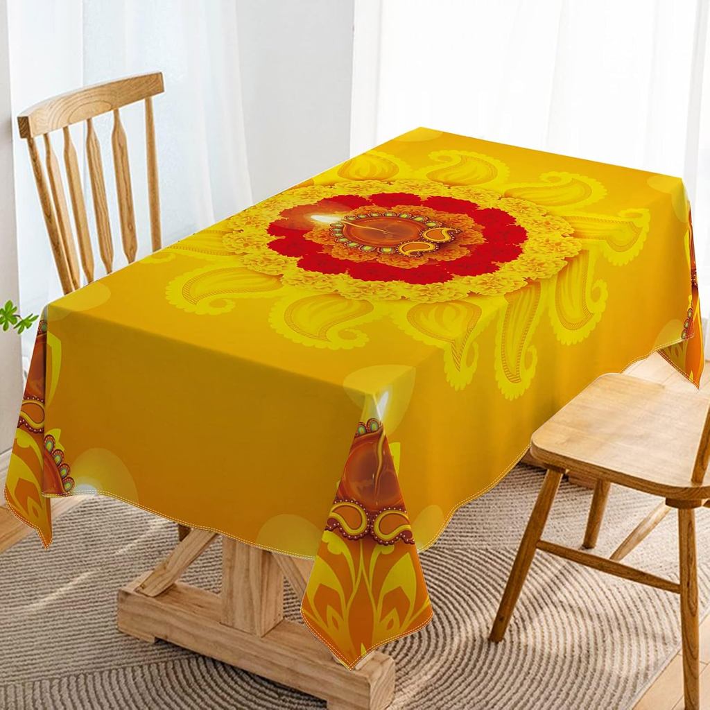 Khăn trải bàn Hafangry Diwali Ấn Độ Đồ trang trí Diwali cho Lễ hội tại nhà Đèn Deepavali Cung cấp ti