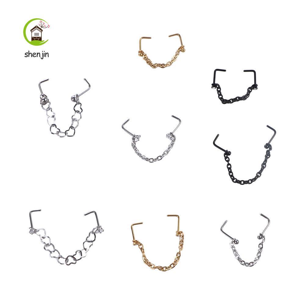 SHENJIN Mũi Xuyên Nhẫn Nữ Punk Thép Không Gỉ Nostril Bóng Bông Tai Xuyên Septum Nhẫn Septum Nhẫn