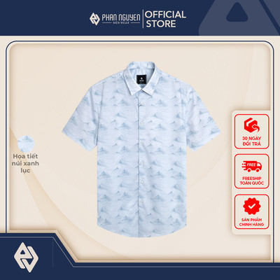 Áo sơ mi cộc tay nam Phan Nguyễn, chất liệu cao cấp, mềm mát, co giãn tốt form slim fit SMC.550