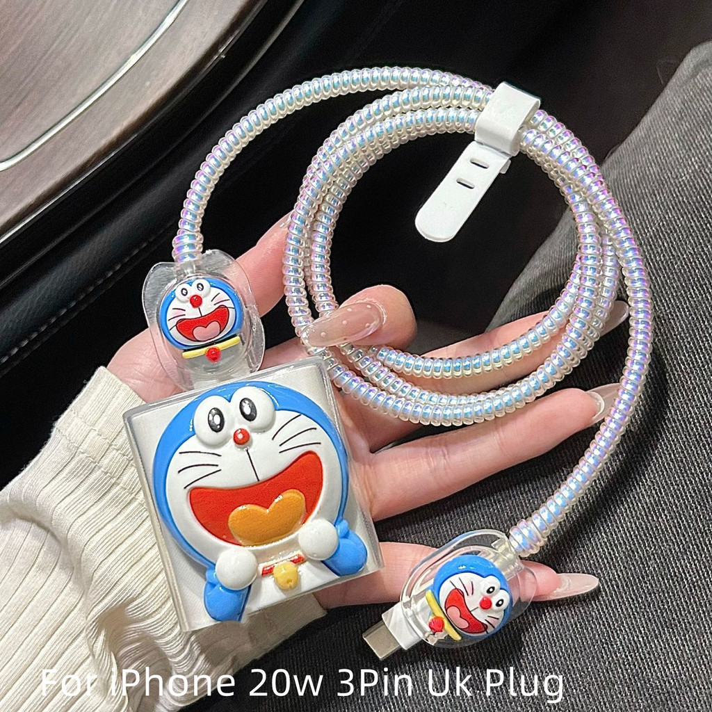 Dễ Thương Đôrêmon Cho iPhone 20W A2344 A2902 Vuông 3 Chân Gấp Cắm Vương Quốc Anh Sạc Vỏ Bảo Vệ Hoạt 