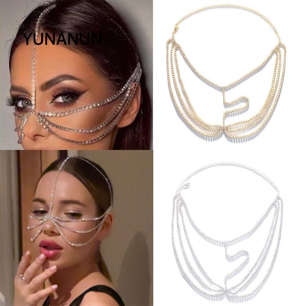 YUNAUN Crystal Veil Face Chain Handmade Women Cover FaceJewelry Face Decor Thời Trang Dây Xích Tóc M