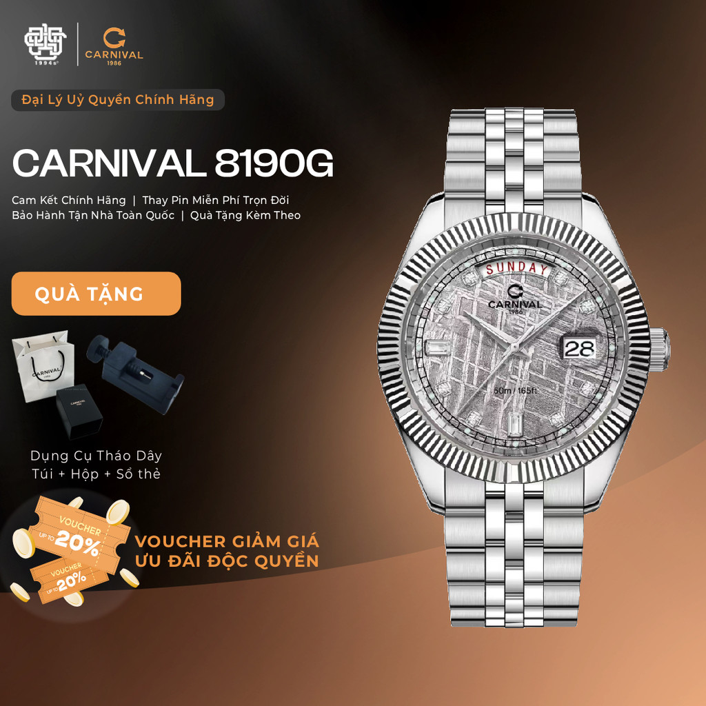 Đồng Hồ Nam Carnival 8190G-VT-TT Quartz  Hàng Chính Hãng 1994s WATCH