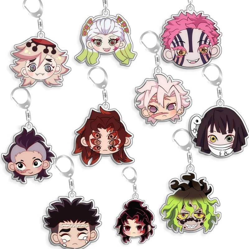Móc Khóa Thanh Gươm Diệt Quỷ Demon Slayer Kimetsu No Yaiba Mica Chibi Nhân Vật Kokushibo Akaza Douma