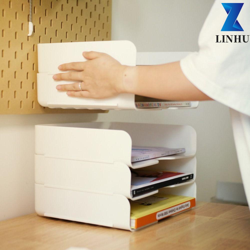LINHU 1 Khay lưu trữ tập tin A4, Kệ sách sắp xếp tập tin Giá đỡ tập tin có thể xếp chồng lên nhau, Đ