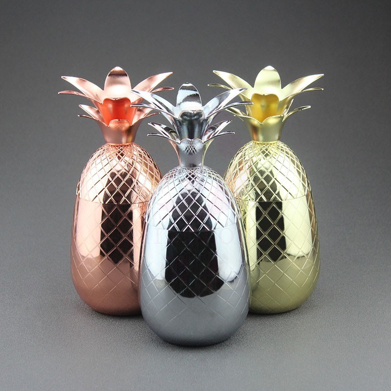 Thép không gỉ Dứa Cocktail Thủy Tinh Pha Chế Đặc Biệt Kính Điều Chỉnh Kim Loại Rượu Ly Moscow Mule G