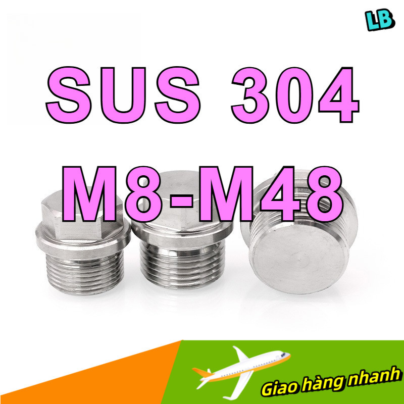 【INOX 304】Nút Bít Lục Giác Ngoài Có Mặt Bích (Flange Head Plug) | Bịt Kín Đầu Ống, Lỗ Ren Áp Lực Cao