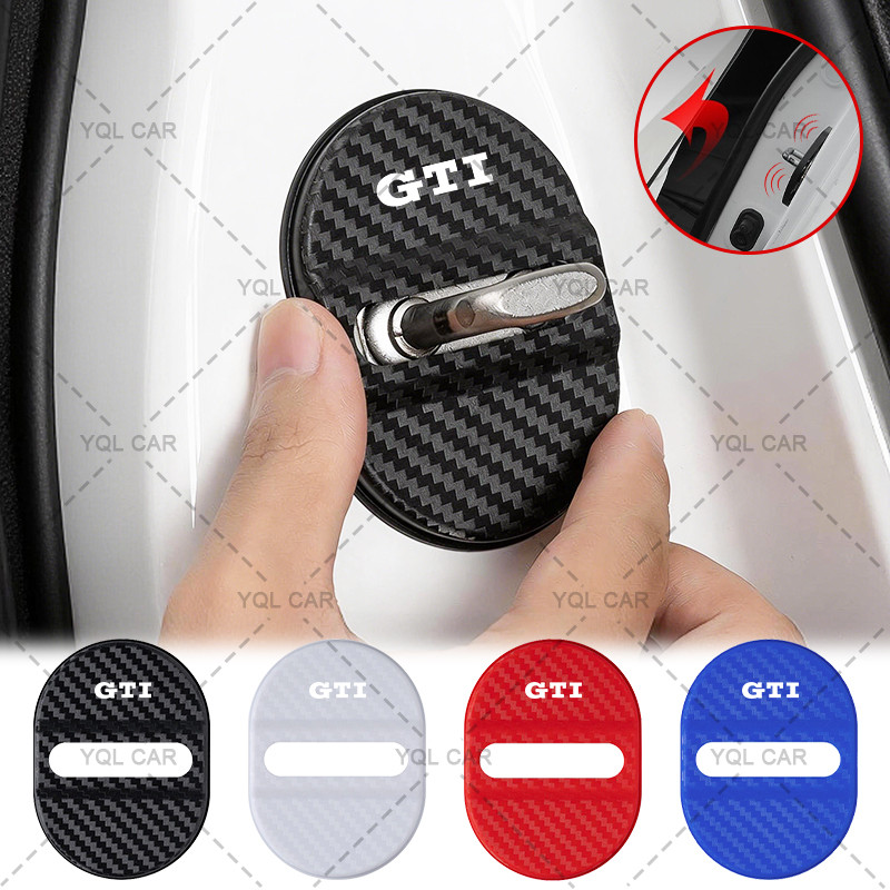1 / 4 ABS Khóa Cửa Ô Tô Miếng Lót Cửa Ô Tô Khóa Edging Sốc Thấm Hút Cho POLO Golf 5 6 7th generation