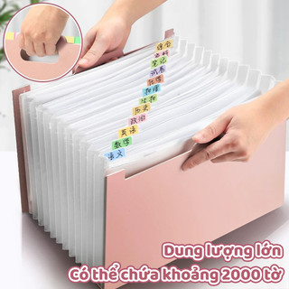 Túi Đựng Tài Liệu A4 13 Ngăn Bằng Nhựa PP Cao Cấp - Thiết Kế Chống Nước Cho Học Sinh, Văn Phòng Phẩm