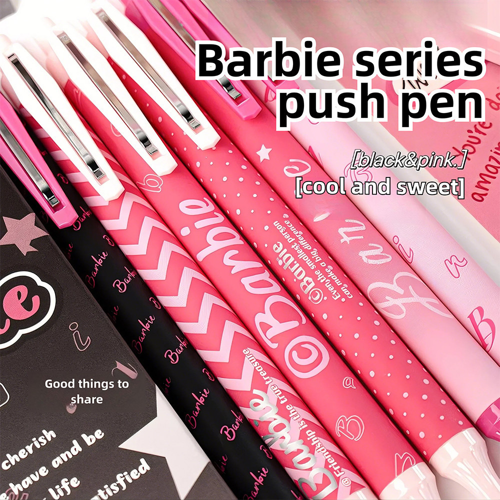 Bộ bút Gel khô nhanh Đồ dùng học tập Bút 6 chiếc Barbie Girl Press Pen Học sinh