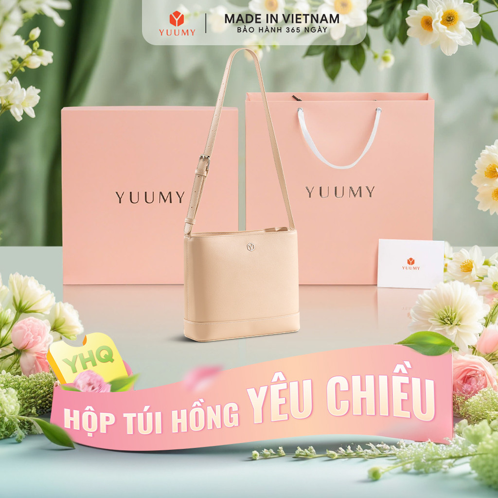 Bộ hộp quà YUUMY (Túi đeo vai nữ YUUMY YN299 + Hộp quà YHQ2 + Túi giấy YTG2 + Túi rút BVR3838 + Thiệ