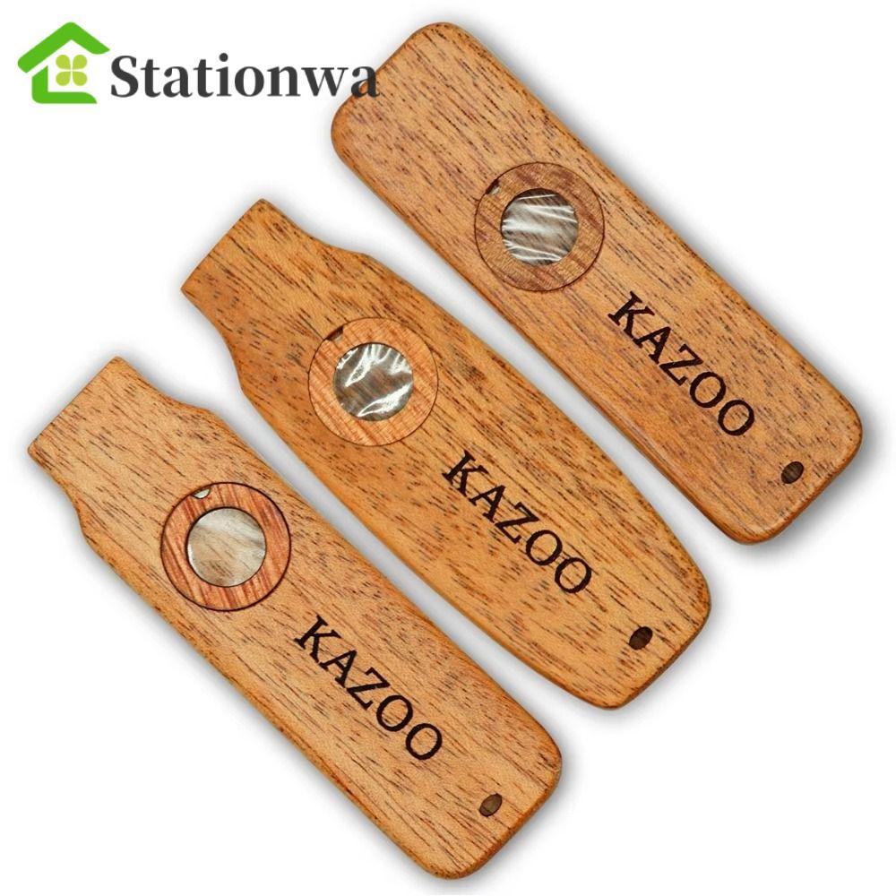 STATIONWA Nhẹ Đi Kèm Kazoo, Gỗ Có Dây Buộc Kazoo Gỗ Thiết Kế Sáng Tạo Nhạc Cụ Di Động Bền Nhạc Cụ Hi
