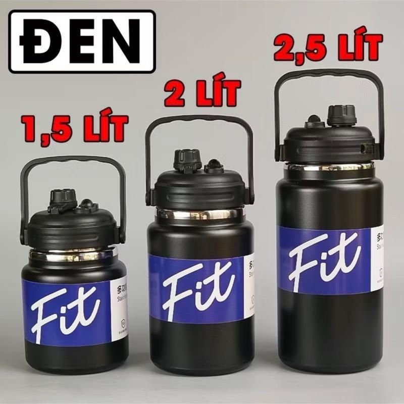 Bình Fit Giữ Nhiệt 2500ml & 1500ml Dạng Lùn, Miệng Rộng, Giữ Nhiệt Lâu, Tay Cầm Chắc Chắn.