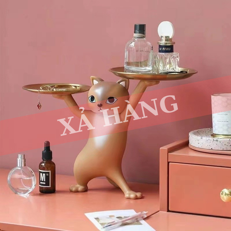 Xả hàng - Tượng Mèo lắc hông bê 2 khay Sáng Tạo vui vẻ Lily's decor house Khay Đựng Chìa Khóa decor 