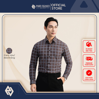 Áo sơ mi họa tiết nam Phan Nguyễn, chất liệu cao cấp, mềm mại, chống nhăn, form slim fit SMD.1452