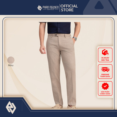 Quần âu nam Phan Nguyễn, chất liệu tetron cao cấp, mềm mại, co giãn, form slim fit QVL.957