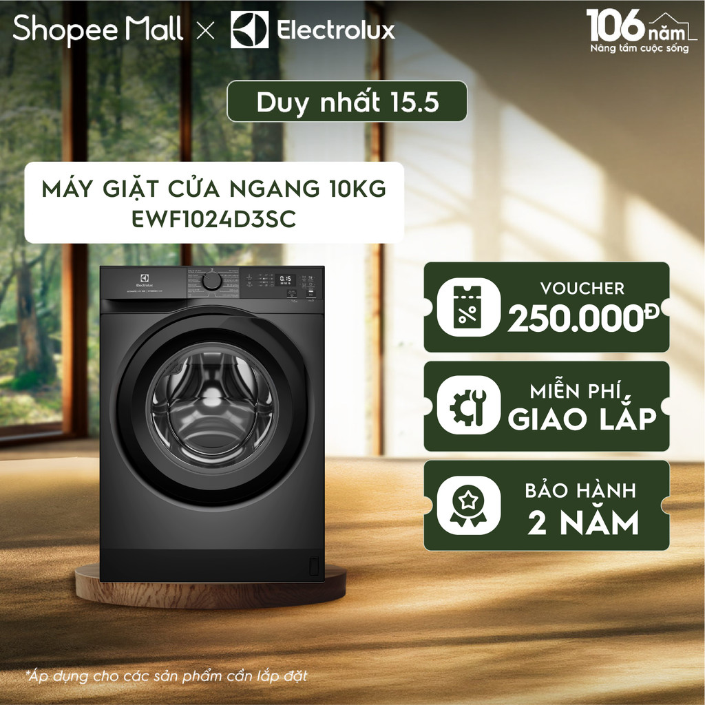Máy giặt cửa ngang Electrolux 10kg UltimateCare 300 - Xám đen Onyx EWF1024D3SC