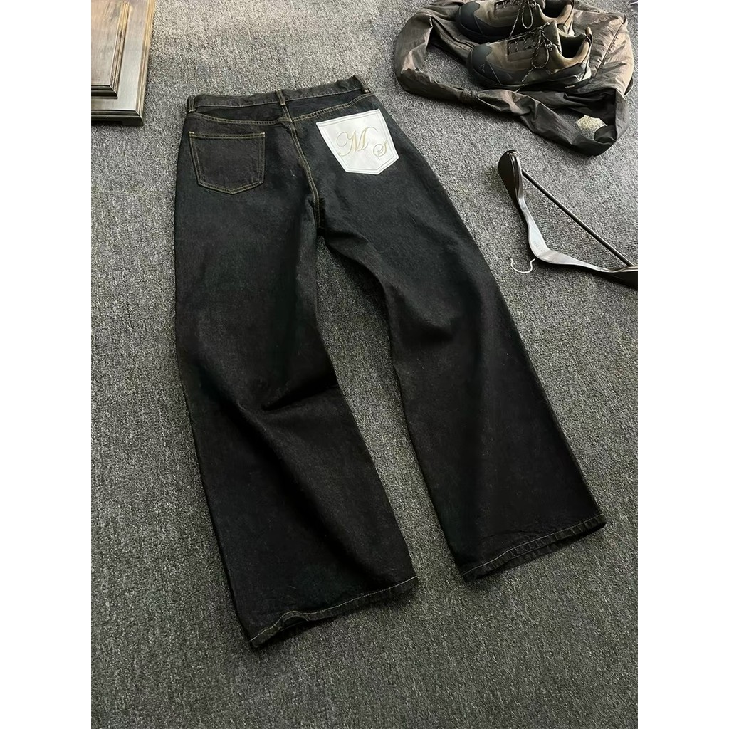 American vibe Maomao Okayama Original Bò Machete Jeans Nam Nữ Quần baggy Nhỏ Hơi Thẳng Quần