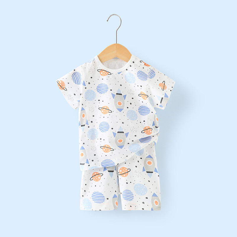 Unisex Baby Short Sleeve Summer Thin Cotton Newborn Clothes Children's Tops and Shorts Two-Piece Sum