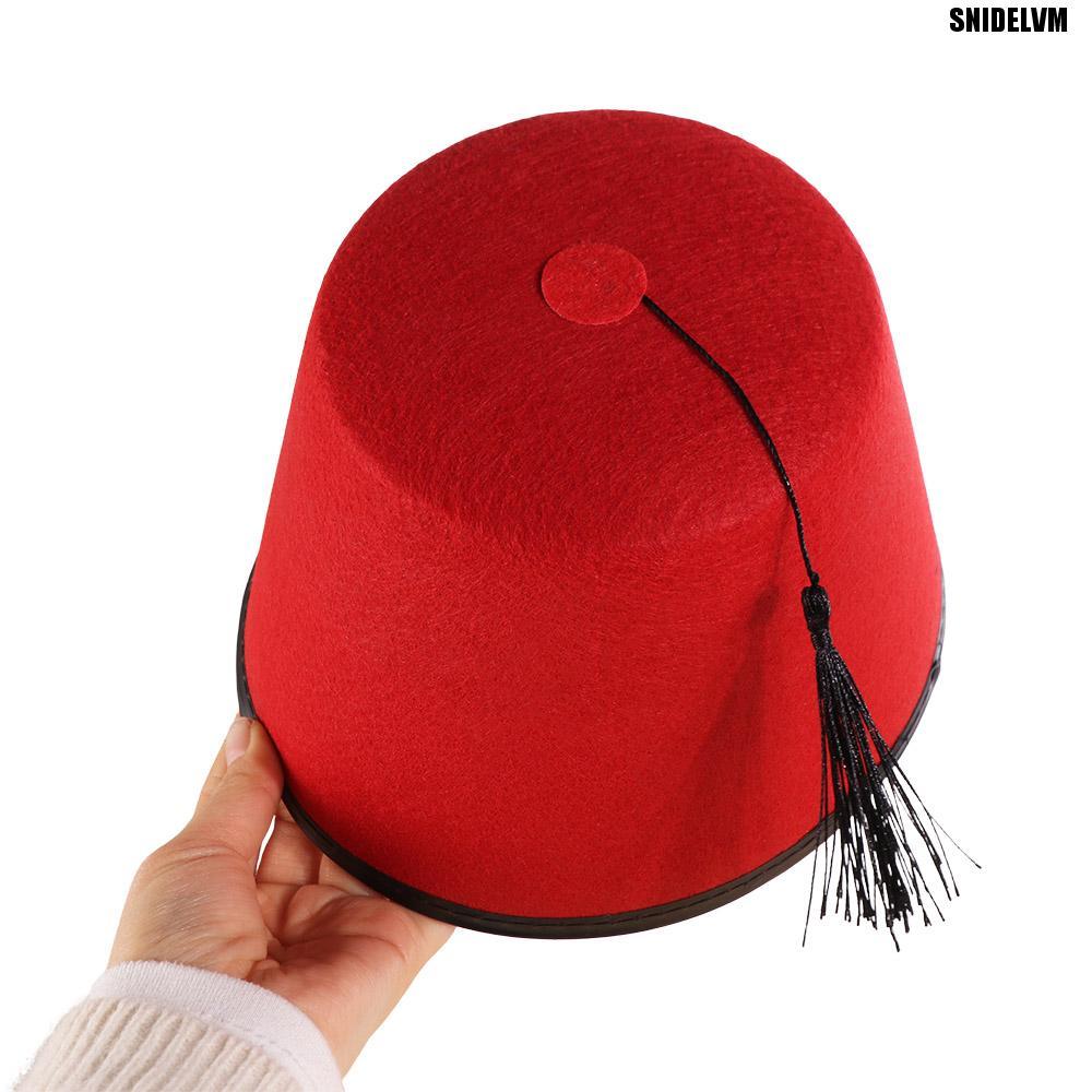 Mũ Fez Nỉ Style Ma-rốc,Tarboosh Cho Cosplay Ottomans, Thiết Kế Tua rua Phong Cách Thổ Nhĩ Kỳ
