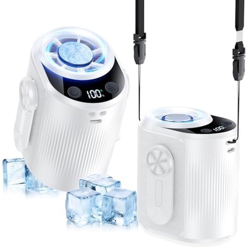 KIMMOO AI Portable Rechargeable Waist Fan with Ice Cooler, 24H Max Cooling, 100-Speed 20000RPM Turbo