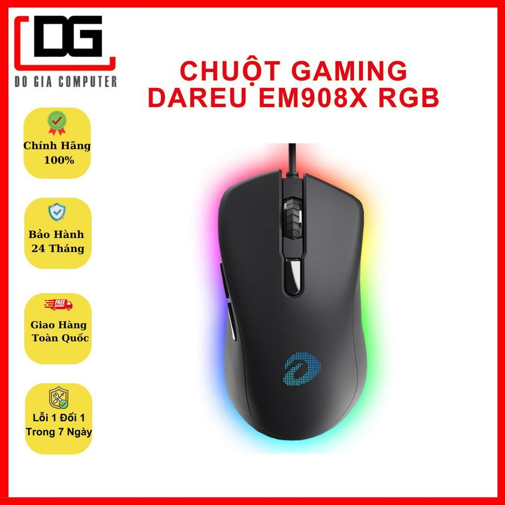 Chuột Gaming DareU EM908 và EM908X RGB, Nút Bấm Quang Học Siêu Bền, Bảo Hành 2 Năm