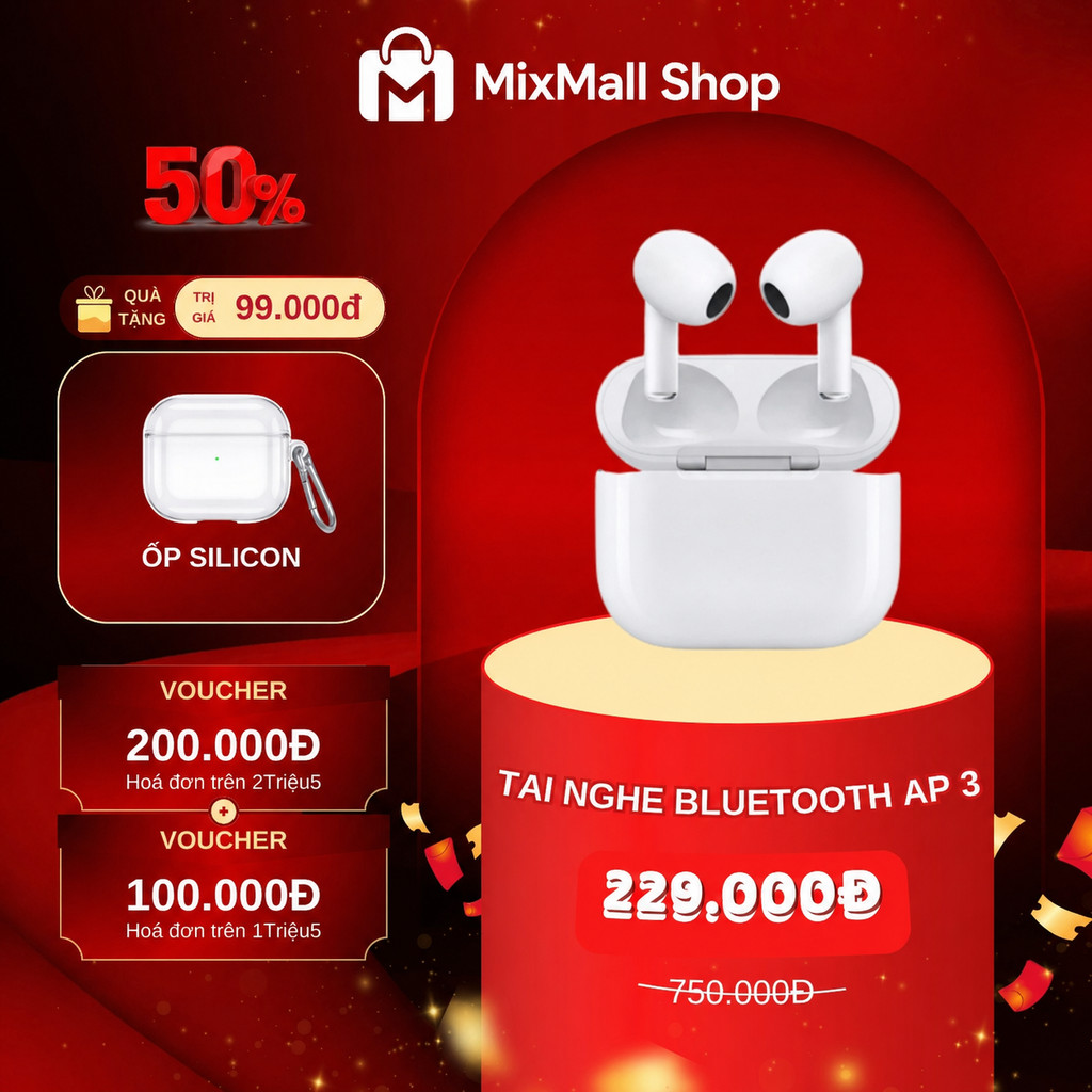 Tai Nghe Bluetooth AP3 Bass Chống Ồn Chủ Động ANC Bản Pin 10h - Chất âm tuyệt vời, công nghệ đỉnh ca