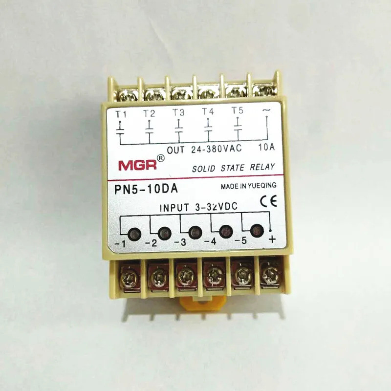 FZ5 Kênh 10DA Din Rail Gắn SSR Tinh chỉnh Năm đầu vào 3 ~ 32VDC Đầu ra 24 ~ 380VAC Rơle thể rắn DC