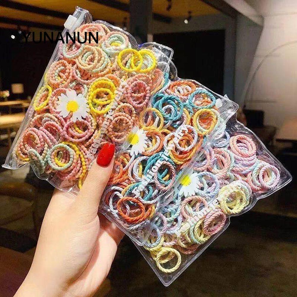YUNANUN 100 Cái / túi Trẻ Em Dây Buộc Tóc Cho Bé Trẻ Em Dây Buộc Tóc Co Giãn Dây Buộc Tóc