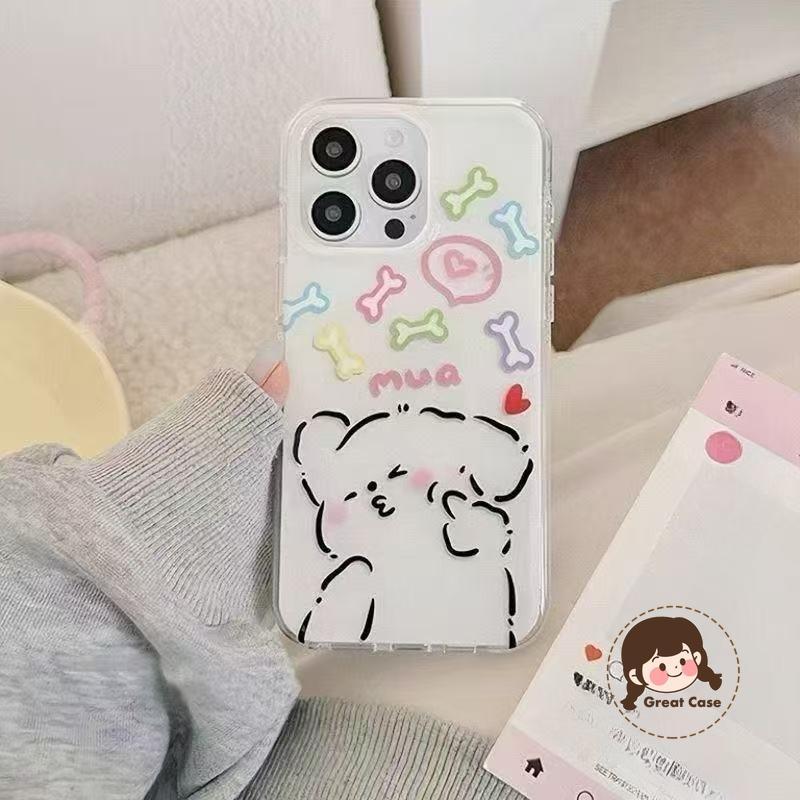 Ốp Điện Thoại Màu Trắng Chó Con Dễ Thương Cho Realme GT7 GT5 Pro Racing GT Neo 6 7 Turbo SE 2T Flash